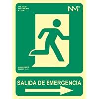 Normaluz RD14190 - Señal Luminiscente Salida De Emergencia Flecha Derecha 22-4x30cm Clase B PVC 0-7mm Evacuación…